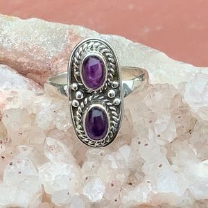 BOUTIQUE AMETHYST 925 STERLING SILVER RING, SIZE 6.5